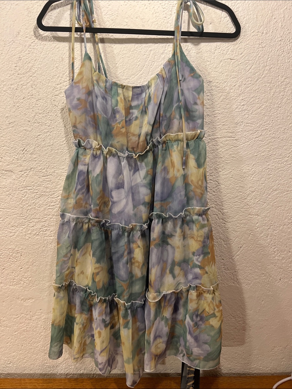 Cottagecore Mansy Floral Tiered Mini Dress NWT Small